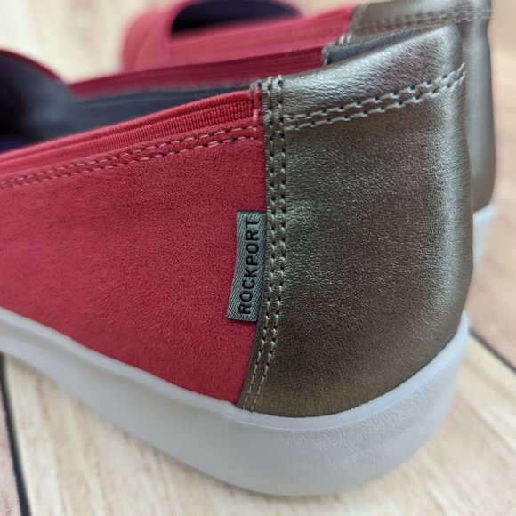 ROCKPORT Emalyn Casual Slip-On Flat Sneaker Coral Sz 8.5 Metallic Heel - Picture 6 of 10